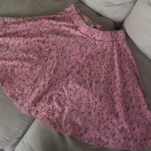 Pink Floral Skater Skirt